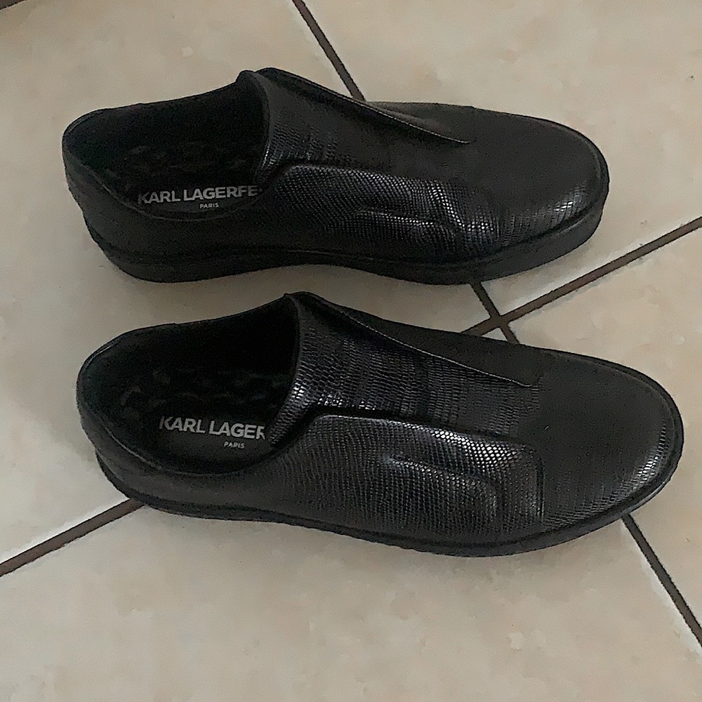 Brand new Karl Lagerfeld black leather sneakers